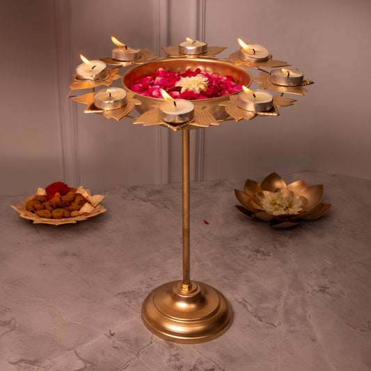 Aesthetic Standing Floral Kamal Diya Urli - Incrafts