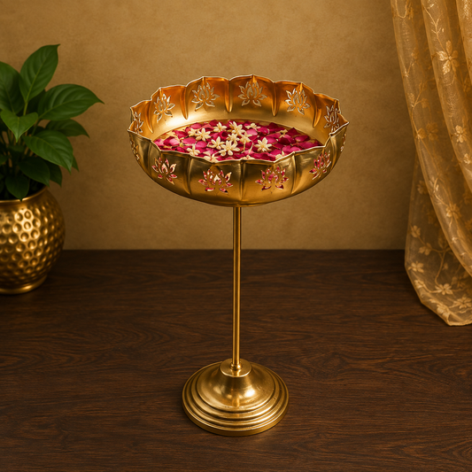 Standing Lotus Aura Pedestal Urli - Incrafts