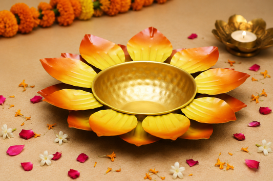 YELLOW AND RED PETAL BOWL URLI - Incrafts