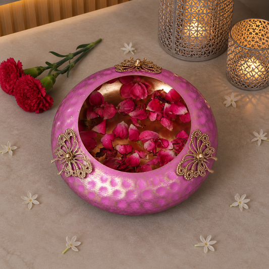 ANAYA DECORATIVE PINK AND GOLD BUTTERFLY URLI - Incrafts