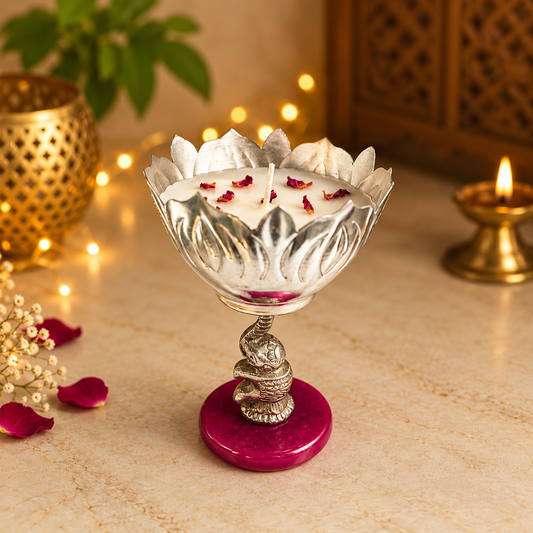 Noor Lotus Aroma Candle Urli - Incrafts
