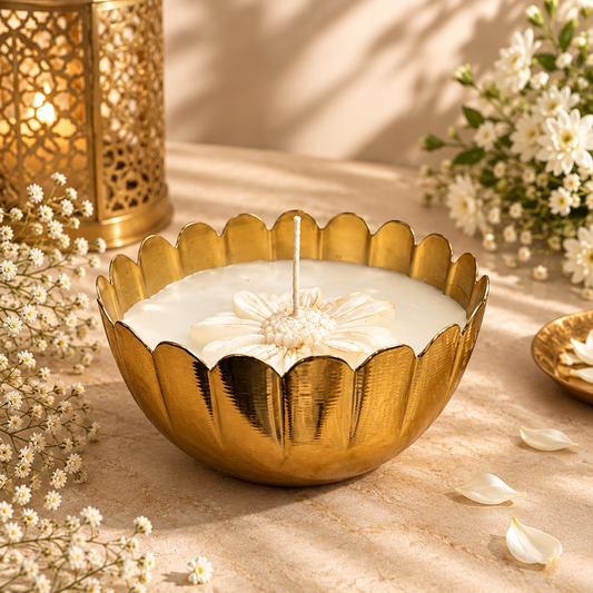 Golden Petal Wax Bowl Candle - Incrafts