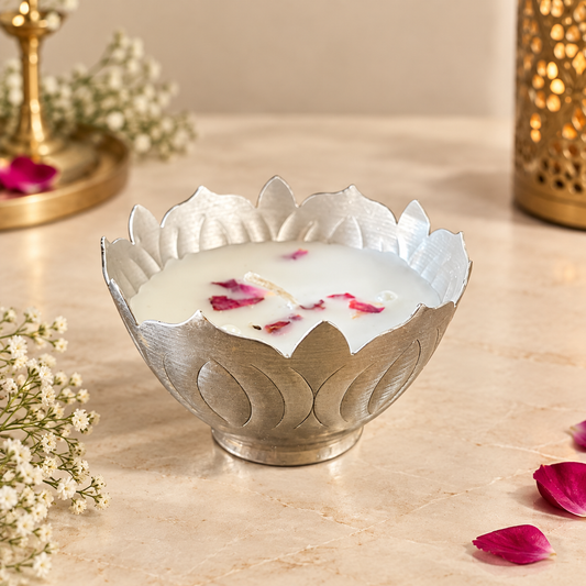 Silver Lotus Wax Bowl Candle - Incrafts