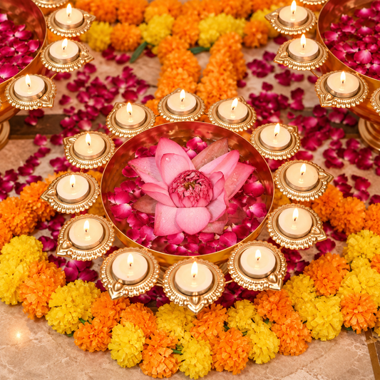 Golden Aura Taj Bowl Diya Urli - Incrafts