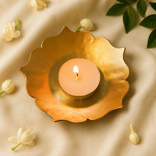 FLORAL METAL DIYA (SET OF 4) - Incrafts
