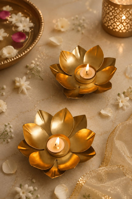 Kumud Lotus Diya ( Set Of 2) - Incrafts