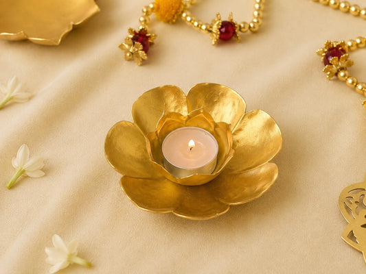 FLORAL T-LIGHT HOLDER ( Set of 2 ) - Incrafts